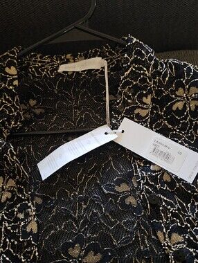 Anne Fontaine Black and Gold Floral Lace Shirt